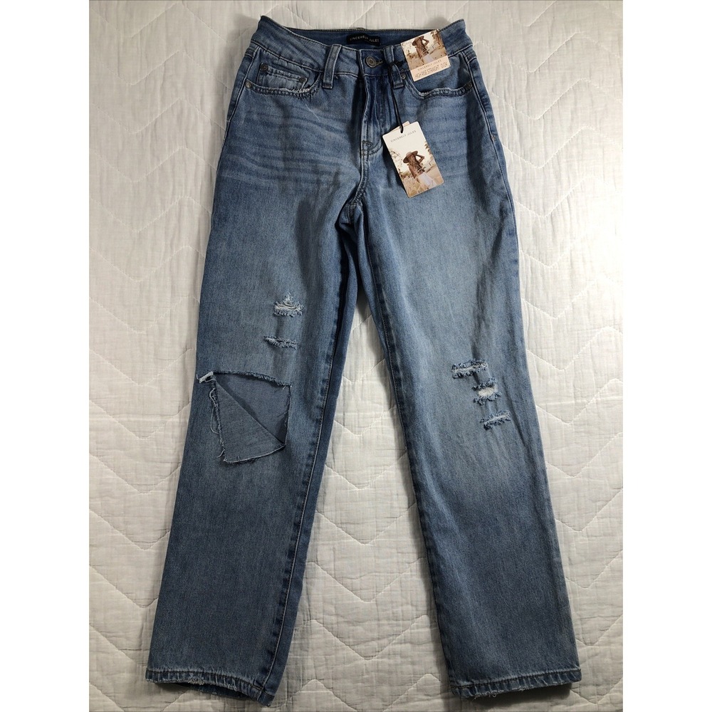 Sincerely Jules Jeans Women's 0/24 Denim Blue‎ High Rise Straight Stretch NWT